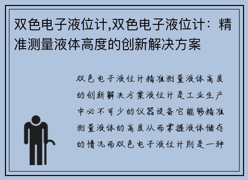 双色电子液位计,双色电子液位计：精准测量液体高度的创新解决方案
